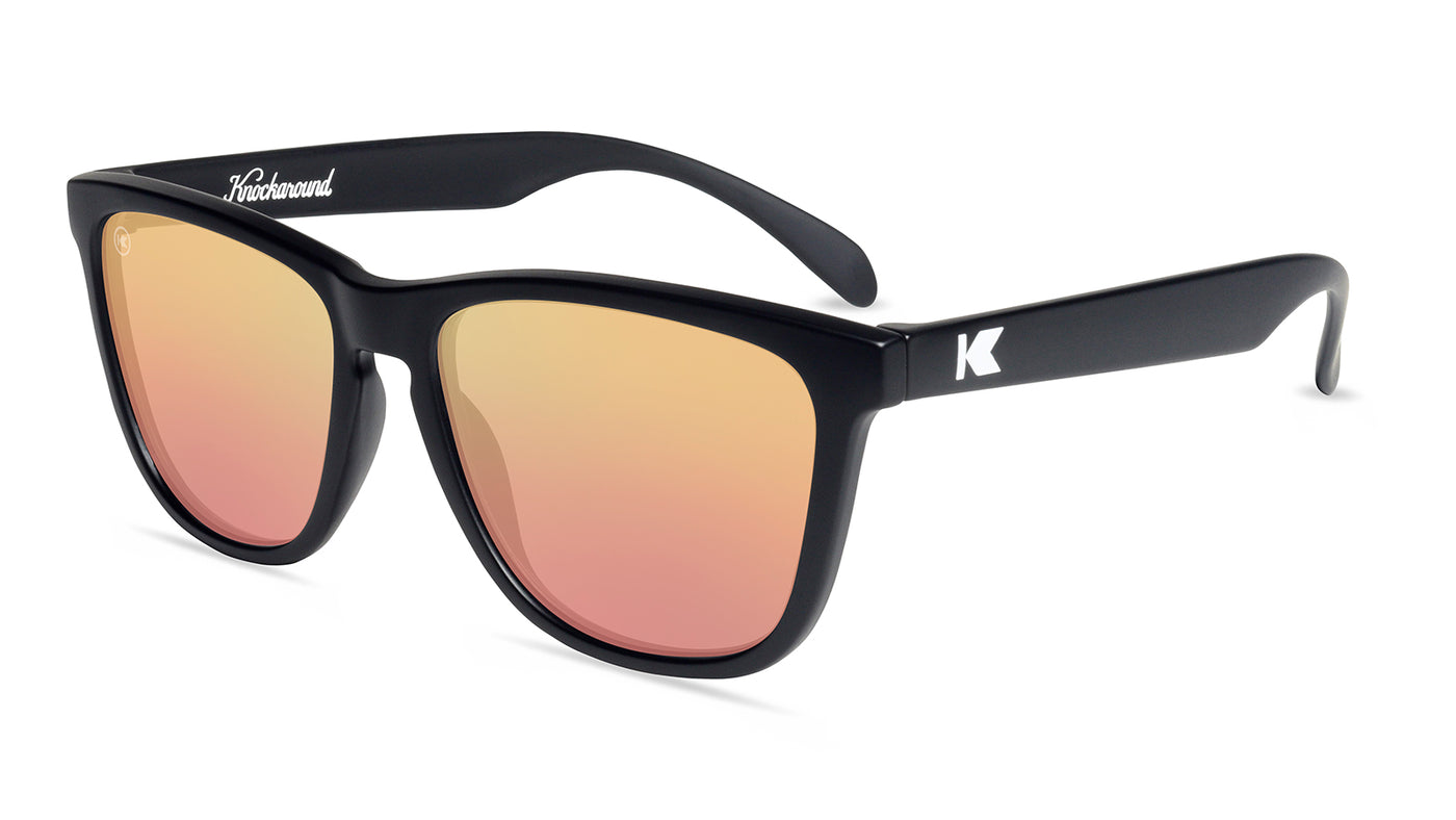 Sunglasses with Matte Black Frames and Polarized Rose Gold Lenses,Flyover