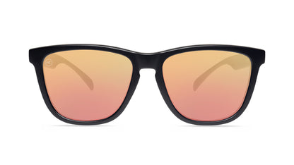 Sunglasses with Matte Black Frames and Polarized Rose Gold Lenses, Front