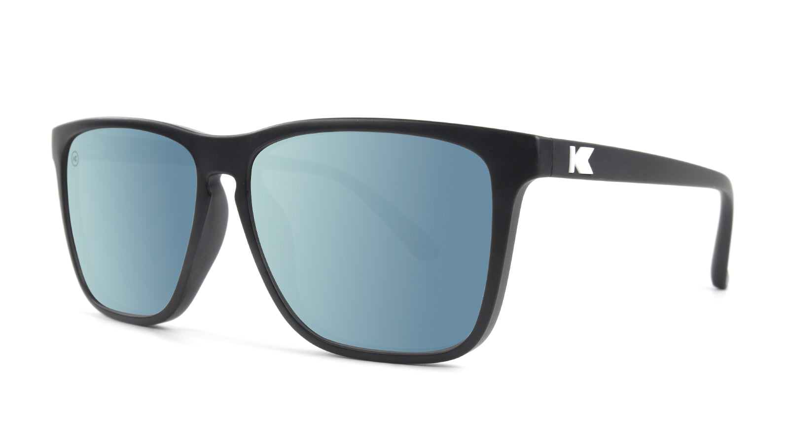 Knockaround Fast Lanes Black Frame with Sky Blue Lenses,Threequarter