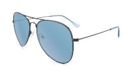 Black aviator sunglasses with blue mirror  lenses 