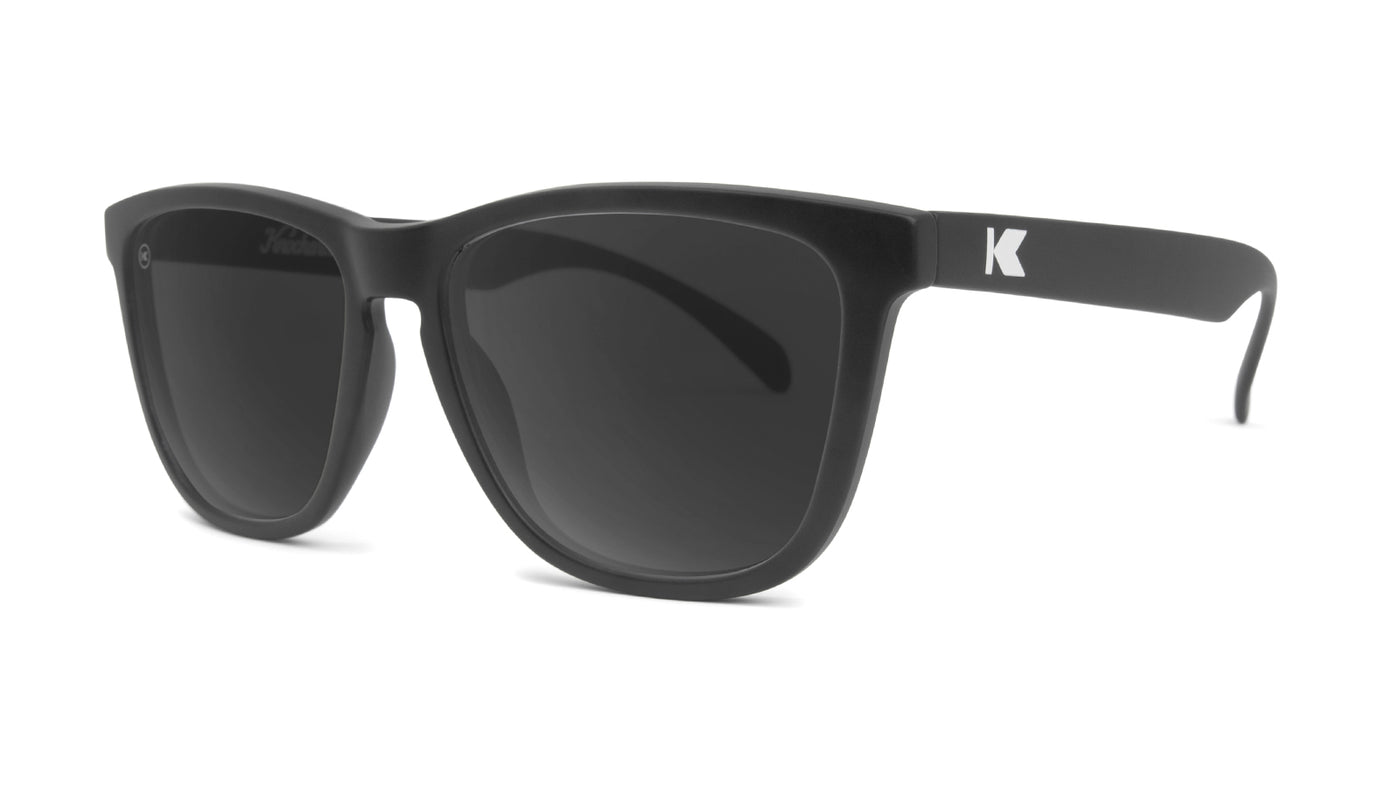 Sunglasses with Black Frame and Polarized Black Smoke Lenses, Threequarter