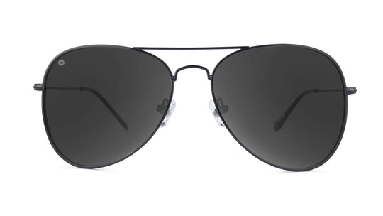 Sunglasses with Black Metal Frame and Polarized Black Smoke Lenses, Front