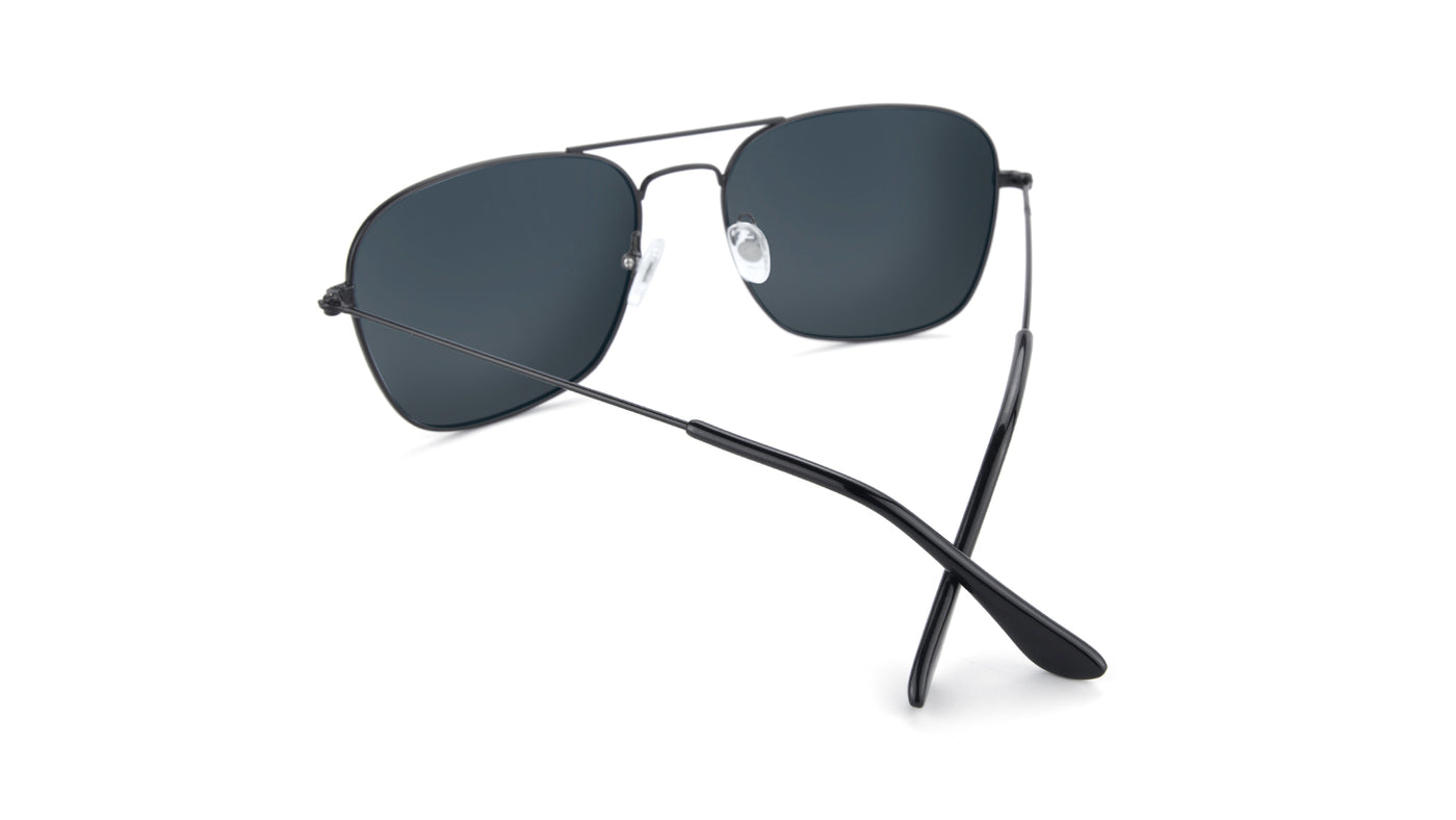 Sunglasses with Black Metal Frame and Polarized Smoke Lenses, Back