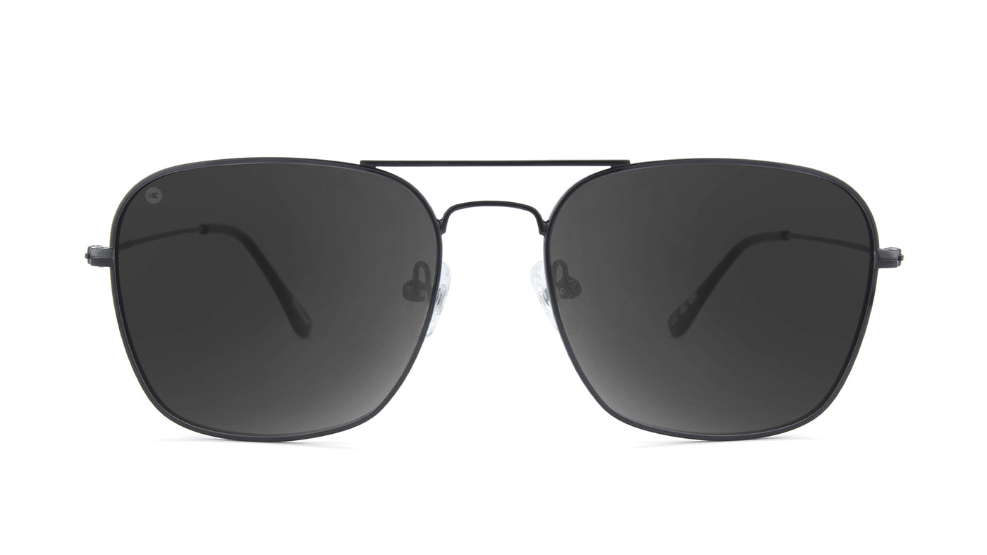 Sunglasses with Black Metal Frame and Polarized Smoke Lenses, Front