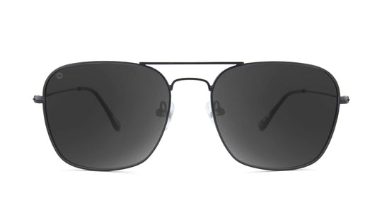 Sunglasses with Black Metal Frame and Polarized Smoke Lenses, Front