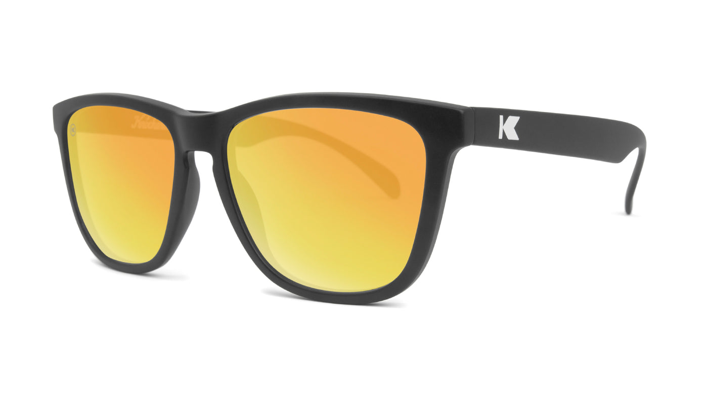 Sunglasses with Black Frame and Polarized Sunset Lenses, Threequarter