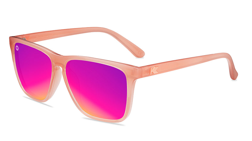 Sunglasses with Pink Frames and Polarized Pink Sunset Lenses, Flyover