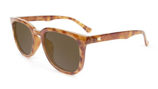 Sunglasses with Blonde Tortoise Frames and Polarized Amber Lenses, Flyover