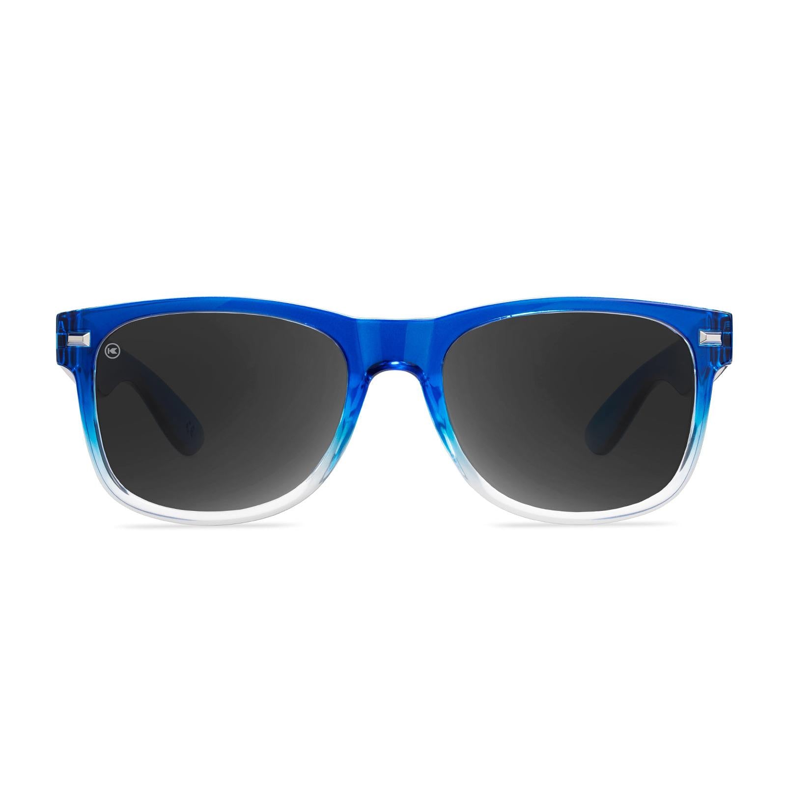 Trendy Blue Fade Polarized Sunglasses w/ Black Lenses for Large Heads