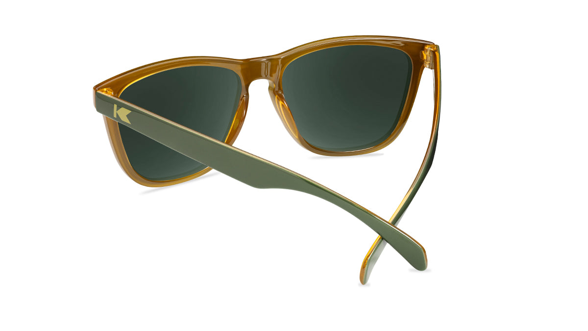 Sunglasses with Glossy Green Frames and Polarized Green Lenses, Back