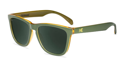 Sunglasses with Glossy Green Frames and Polarized Green Lenses, Flyover