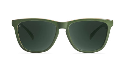 Sunglasses with Glossy Green Frames and Polarized Green Lenses, Front