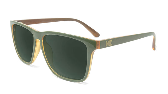 Sunglasses with Army Green Frames and Polarized Aviator Green Lenses, Flyover