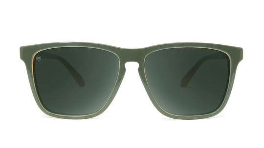 Sunglasses with Army Green Frames and Polarized Aviator Green Lenses, Front