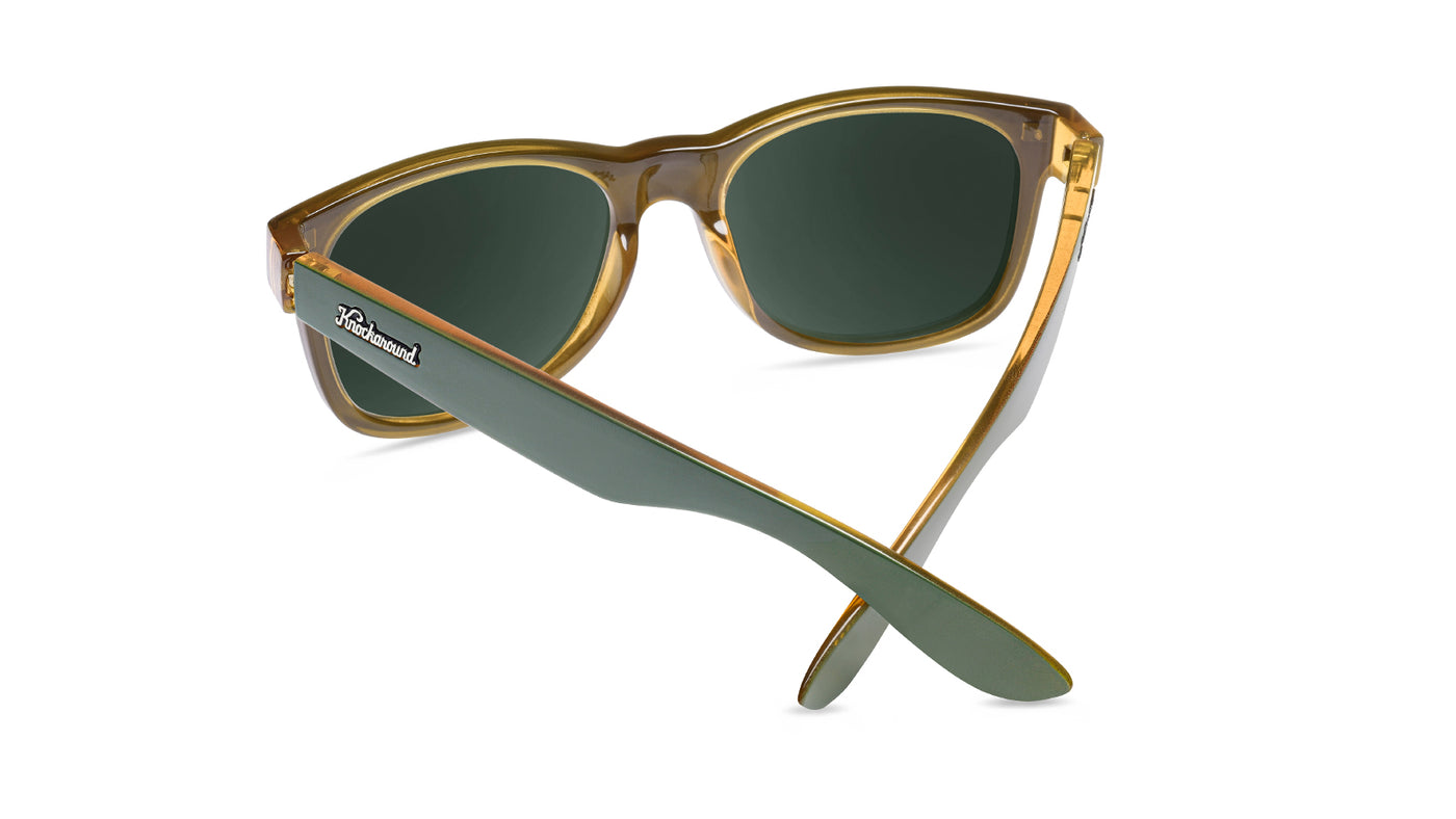 Sunglasses with Glossy Green Frames and Polarized Green Lenses, Back