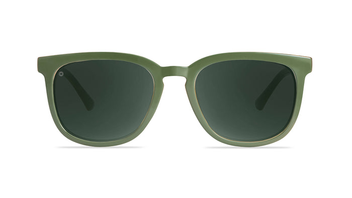 Sunglasses with Glossy Green Frames and Polarized Green Lenses, Front