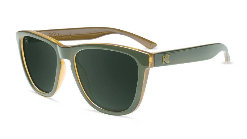 Army green sunglasses with aviator green lenses