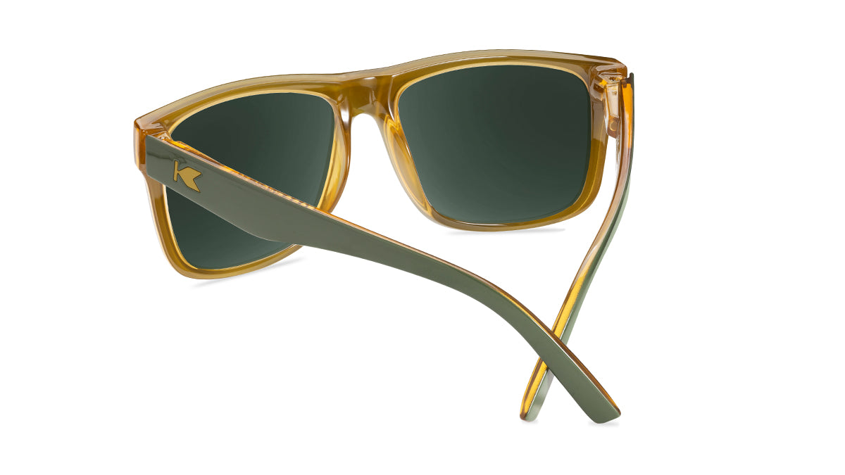 Sunglasses with Glossy Green Frames and Polarized Green Lenses, Back