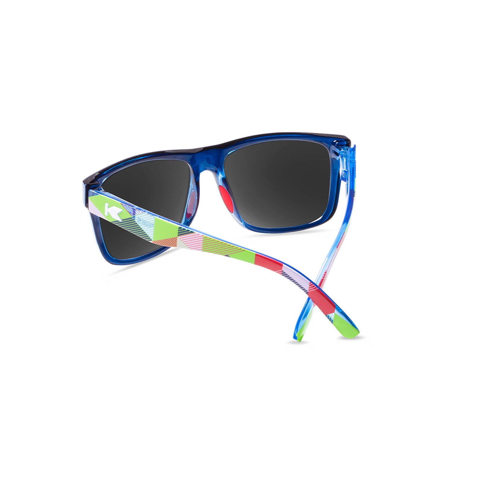 Sunglasses with Cubic Pattern Frames and Polarized Green Lenses, Back