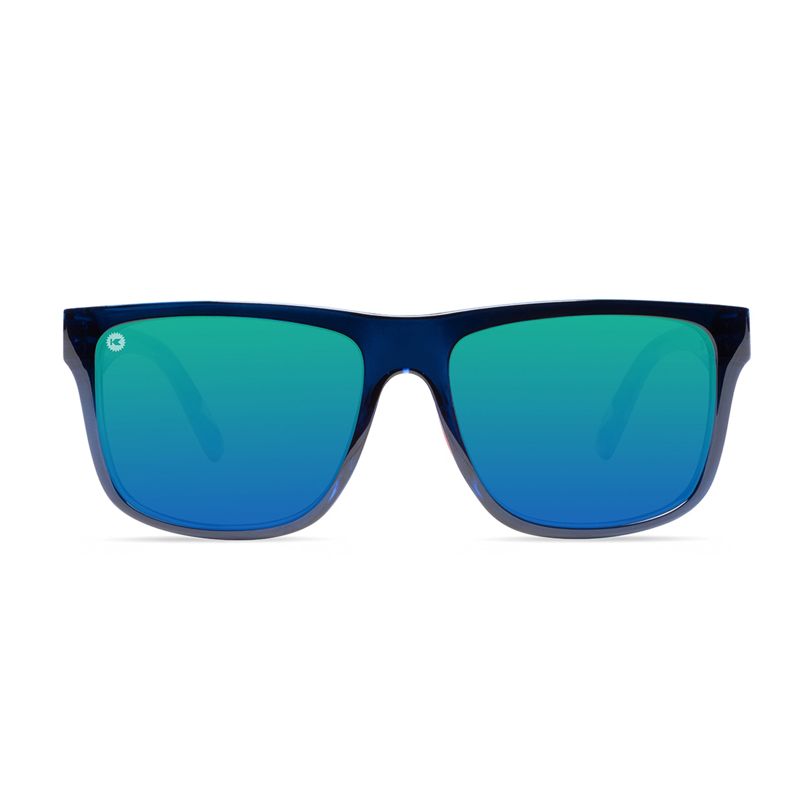 Sunglasses with Cubic Pattern Frames and Polarized Green Lenses, Front