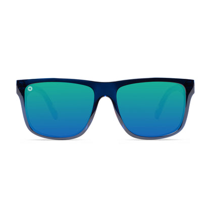 Sunglasses with Cubic Pattern Frames and Polarized Green Lenses, Front
