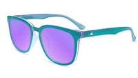 Sunglasses with Teal and Purple Frames and Polarized Lilac Lenses, Flyover