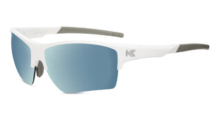 Sunglasses with White Frame and Blue Lenses