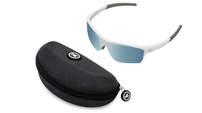 Sunglasses with White Frame and Blue Lenses
