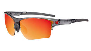 Sunglasses with Cool Grey Frame and Red Lenses