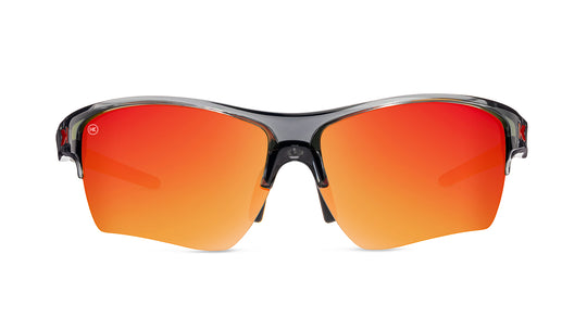 Sunglasses with Cool Grey Frame and Red Lenses