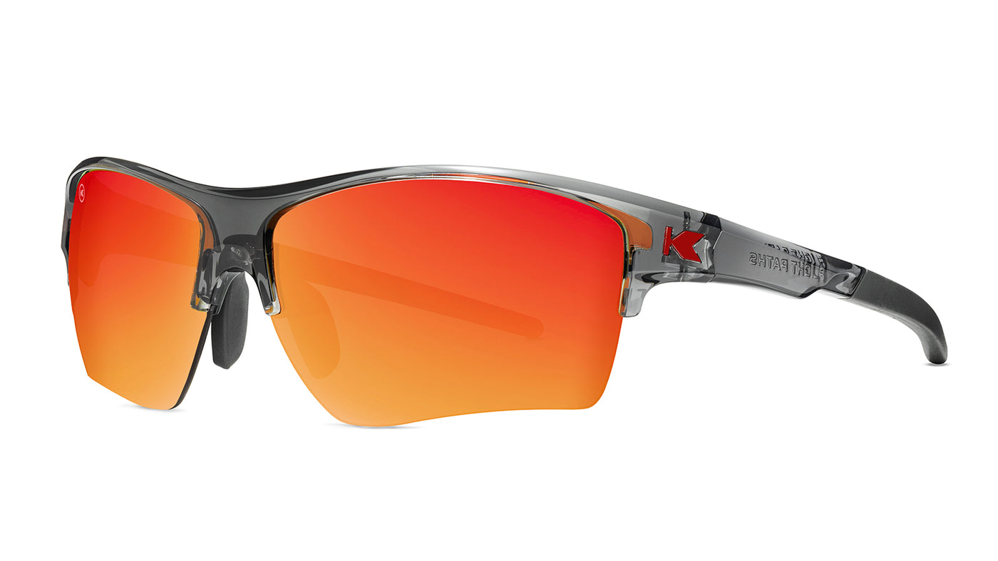 Sunglasses with Cool Grey Frame and Red Lenses