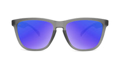 Sunglasses with Frosted Grey Frame and Polarized Blue Moonshine Lenses, Front