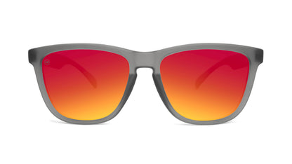 Sunglasses with Frosted Grey Frame and Polarized Red Sunset Lenses,Front
