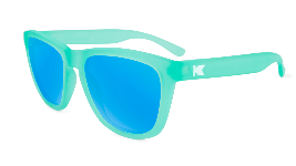 Ice blue sunglasses with blue lenses