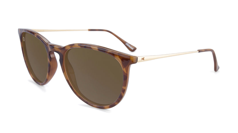 Sunglasses with Glossy Tortoise Shell Frame and Polarized Brown Lenses, Flyover