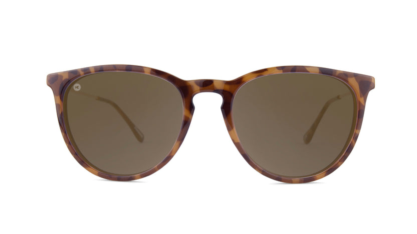 Sunglasses with Glossy Tortoise Shell Frame and Polarized Brown Lenses, Front
