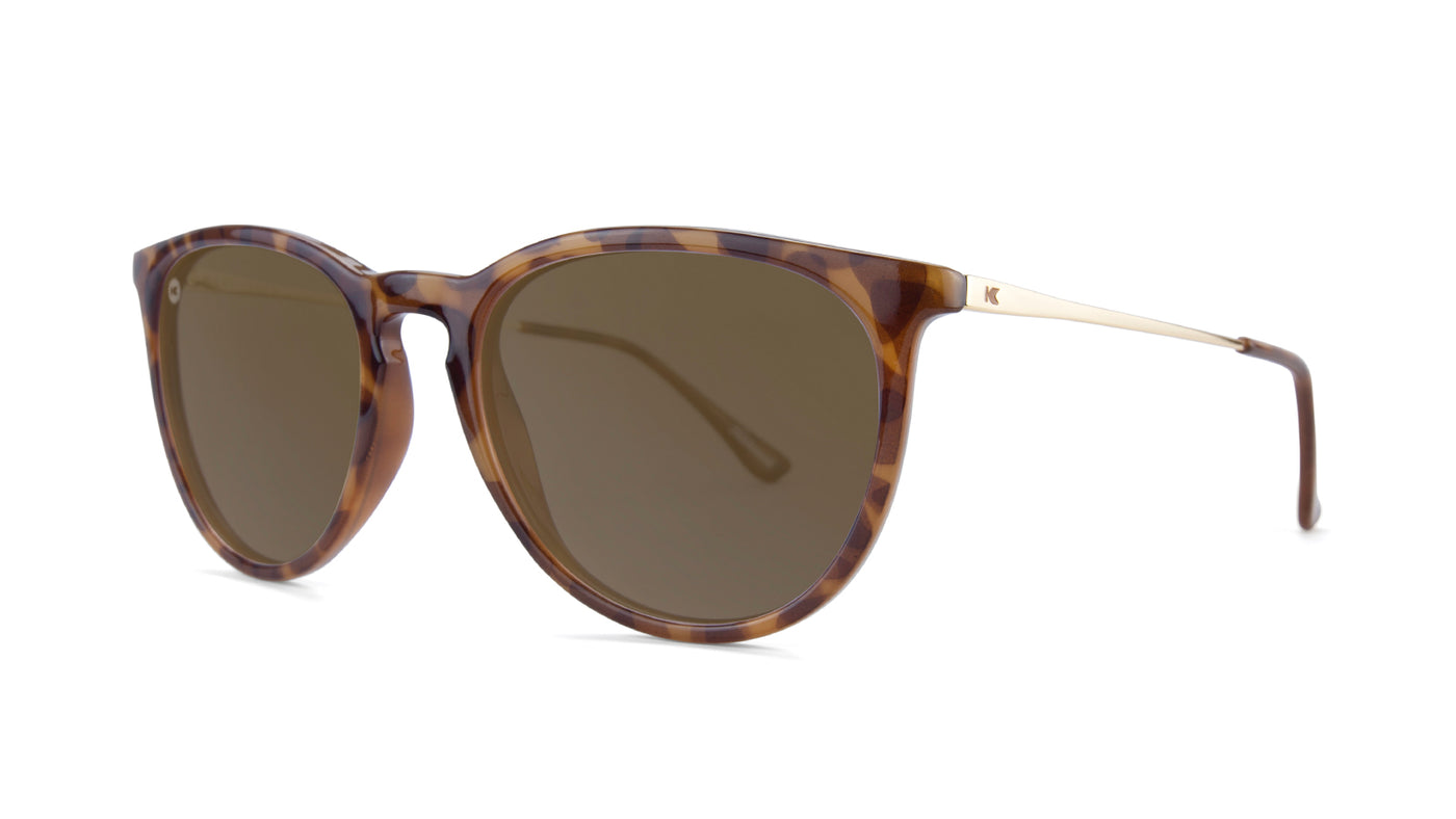 Sunglasses with Glossy Tortoise Shell Frame and Polarized Brown Lenses, Threequarter