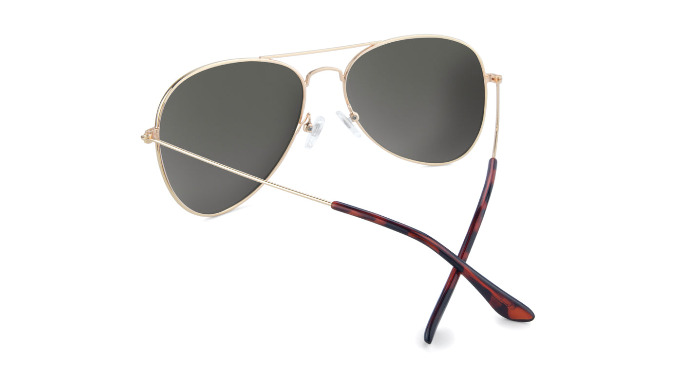 Sunglasses with Gold Metal Frame and Polarized Aqua Lenses, Back