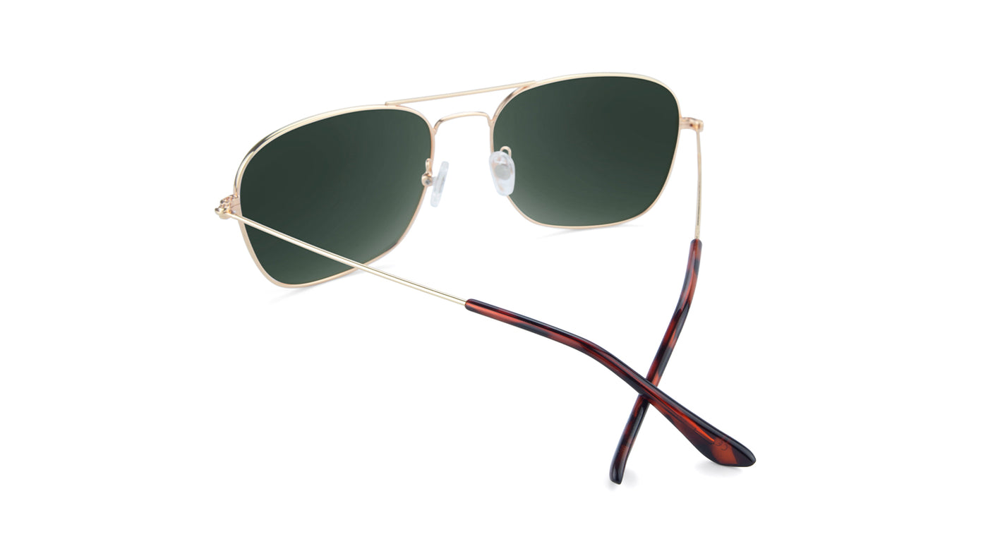 Sunglasses with Gold Metal Frame and Polarized Aviator Green Lenses, Back