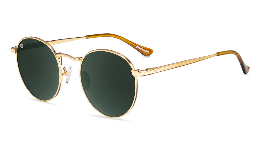 Love & Haights Sunglasses with Gold Frames and Polarized Green Lenses, Flyover