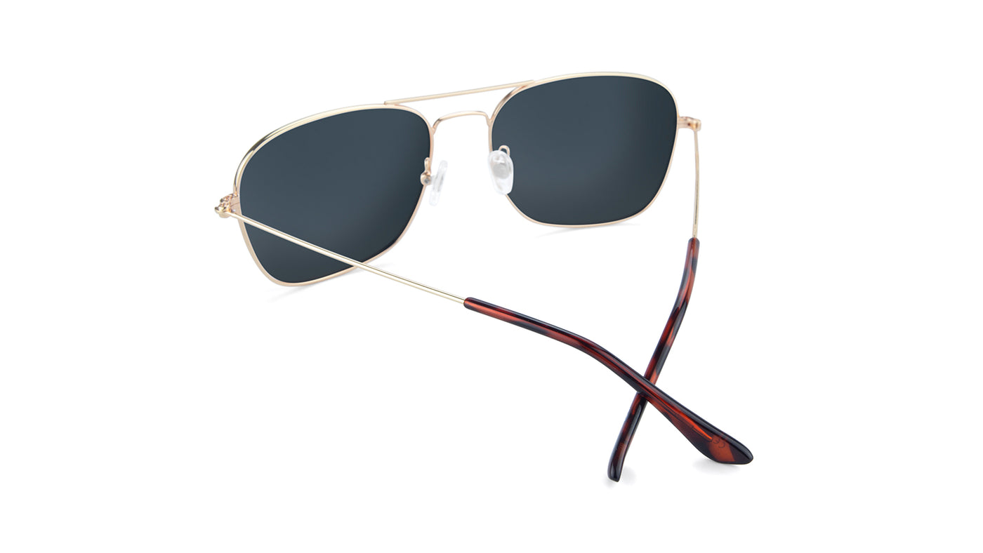 Sunglasses with Gold Metal Frame and Polarized Sky Blue Lenses, Back