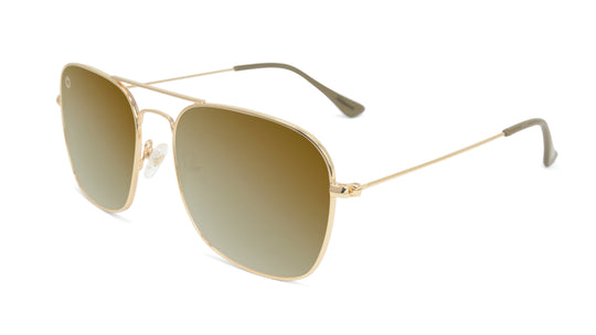 Sunglasses with Gold Metal Frame and Polarized Gold Lenses, Flyover