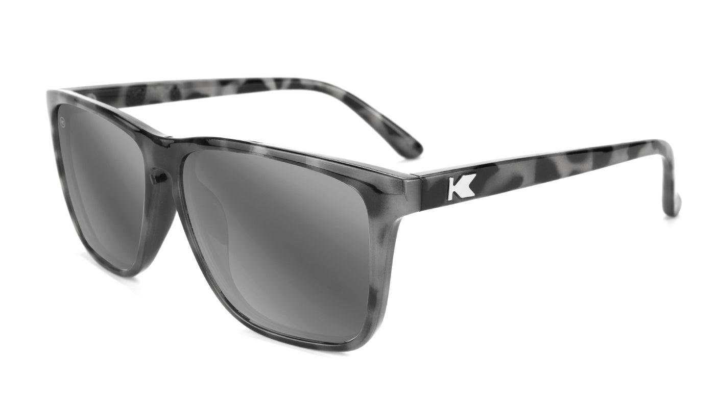 Sunglasses with Granite Tortoise Shell Frames and Polarized Silver Smoke Lenses, Flyover