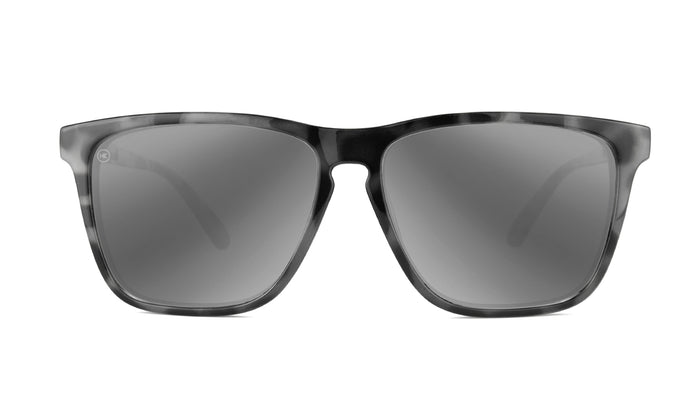 Sunglasses with Granite Tortoise Shell Frames and Polarized Silver Smoke Lenses, Front