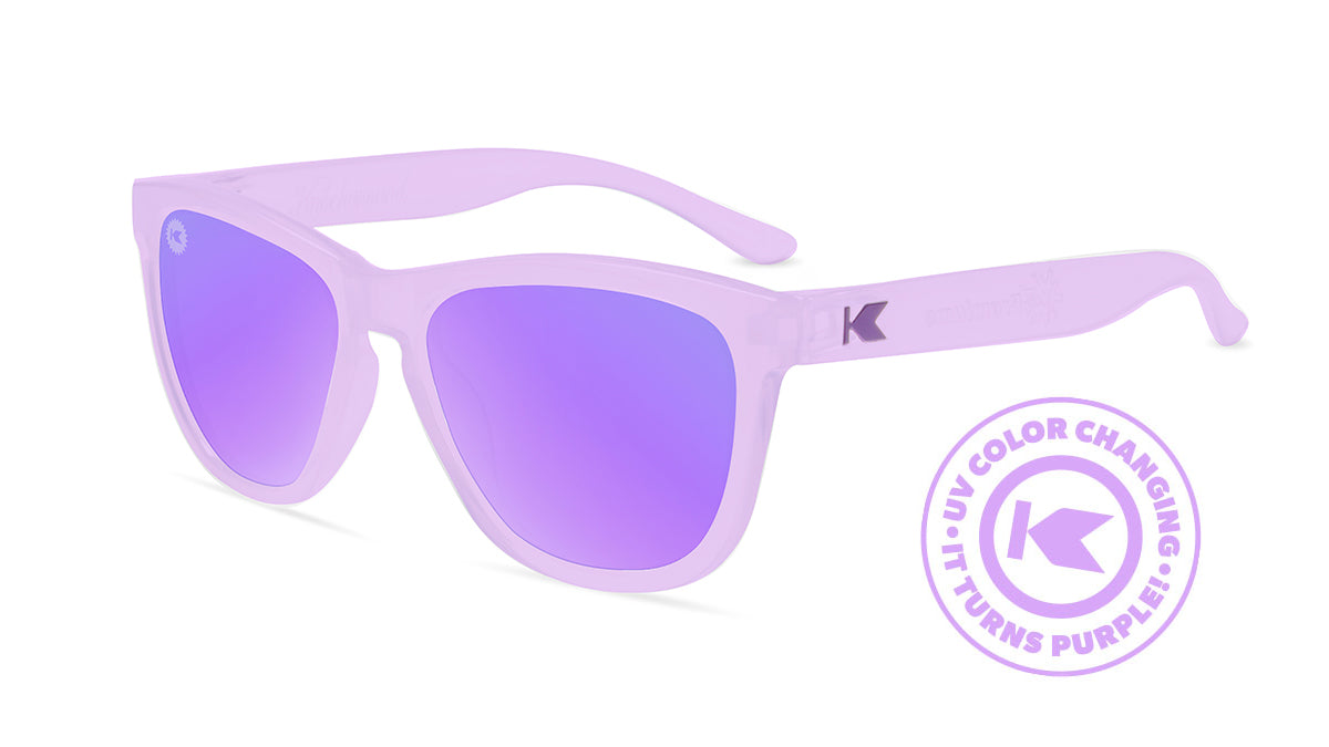 Kids Sunglasses with UV color changing frames and polarized lilac lenses, Flyover