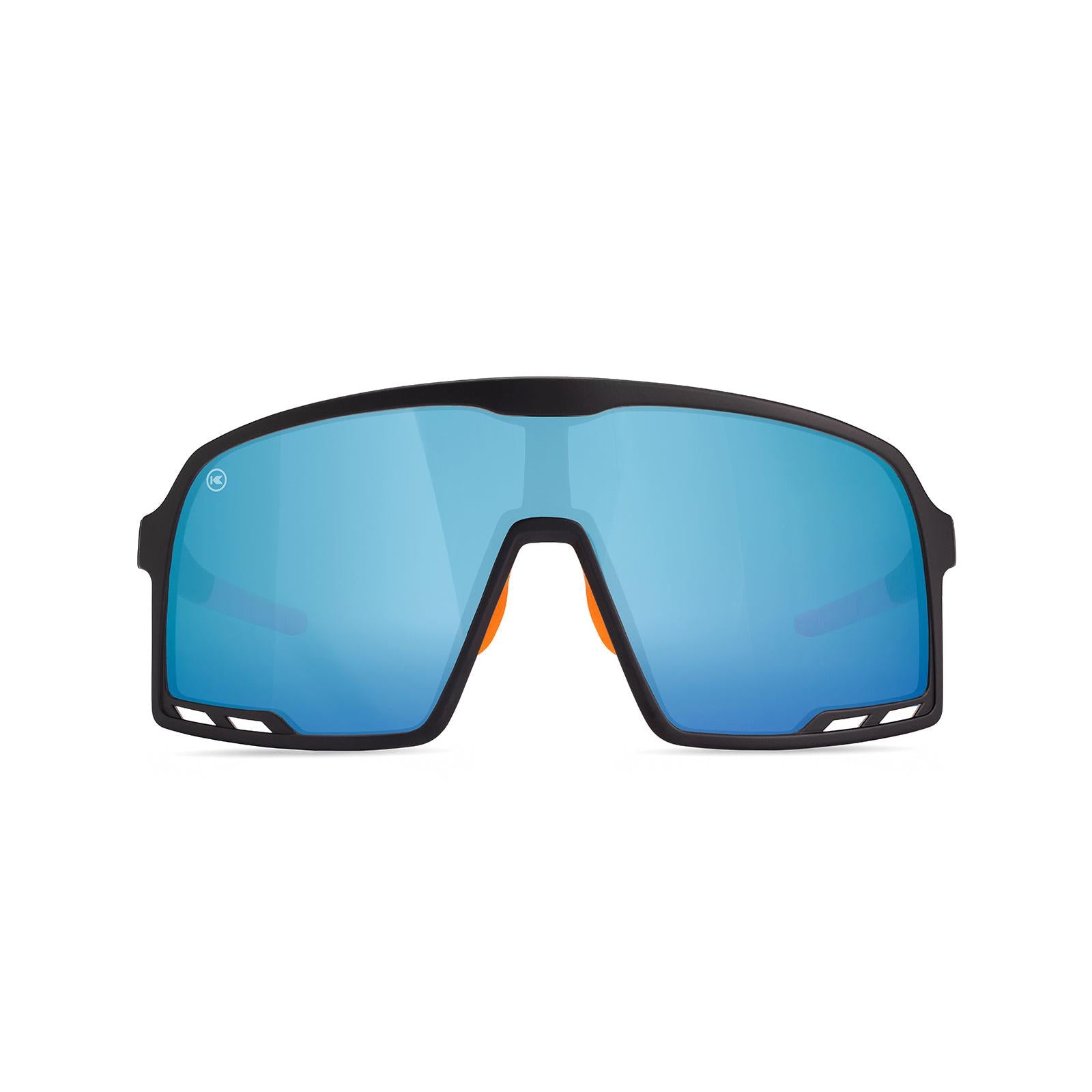 Black Wraparound Shield Sport Sunglasses w/ a Non-Polarized Blue Lens