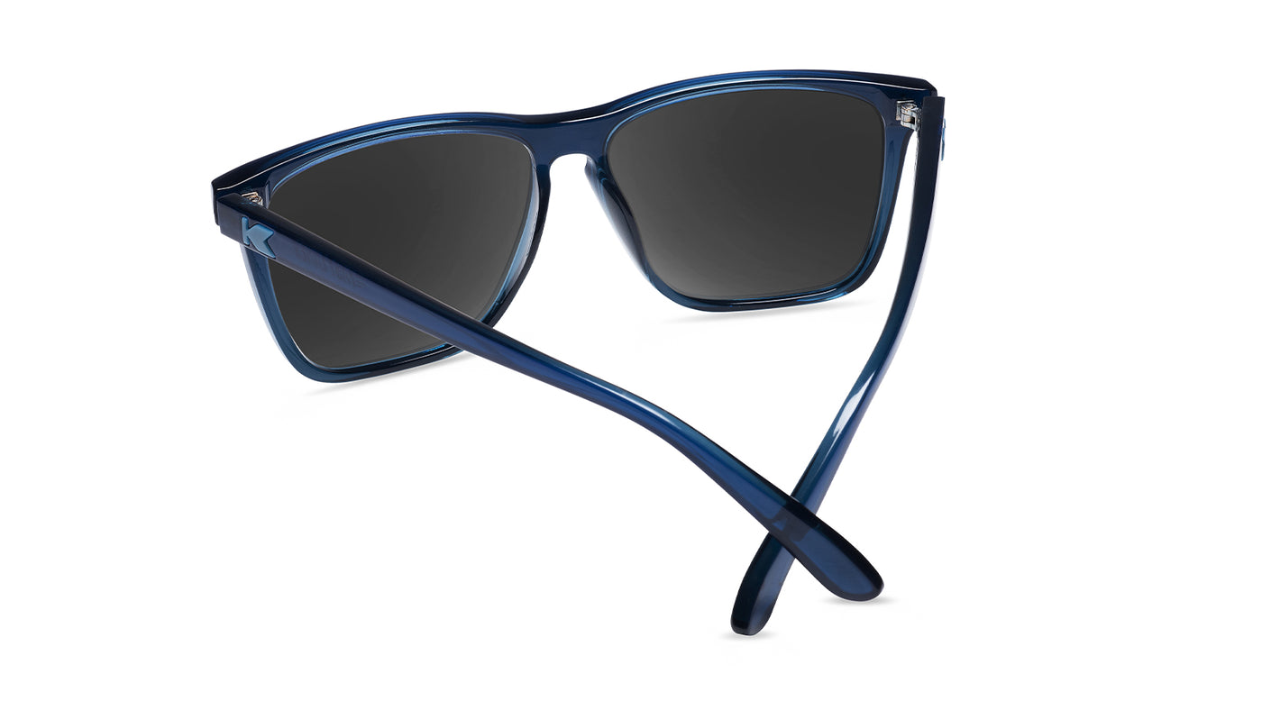 Sunglasses with Glossy Blue Frames and Polarized Sky Blue Lenses, Back