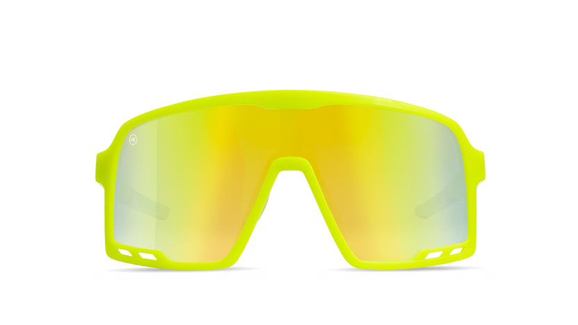 Kids Sport Sunglasses with Neon Yellow Frames and Yellow Lenses, Front