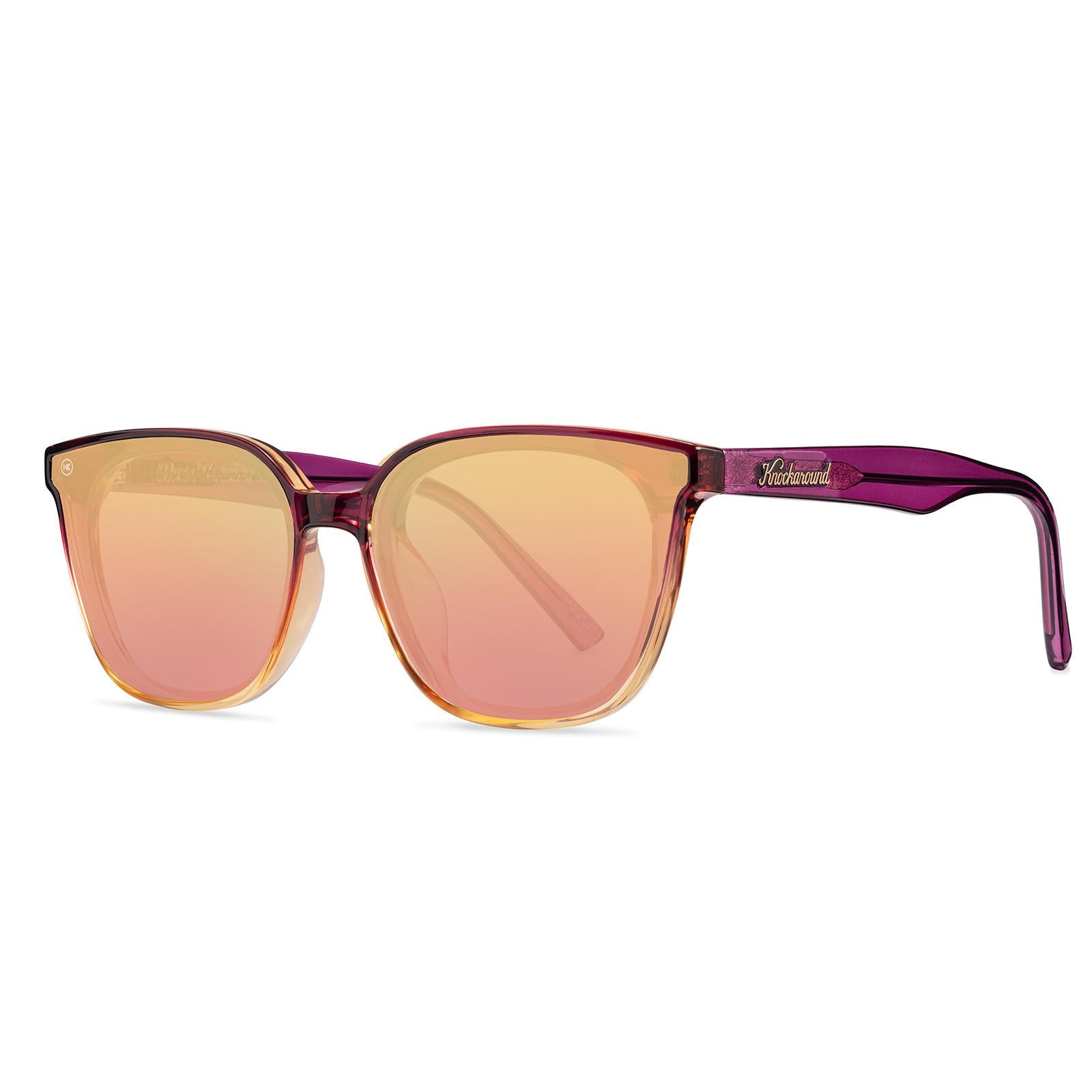 Trendy Cat Eye Polarized Purple Sunglasses w/ Orange Mirrored Lenses