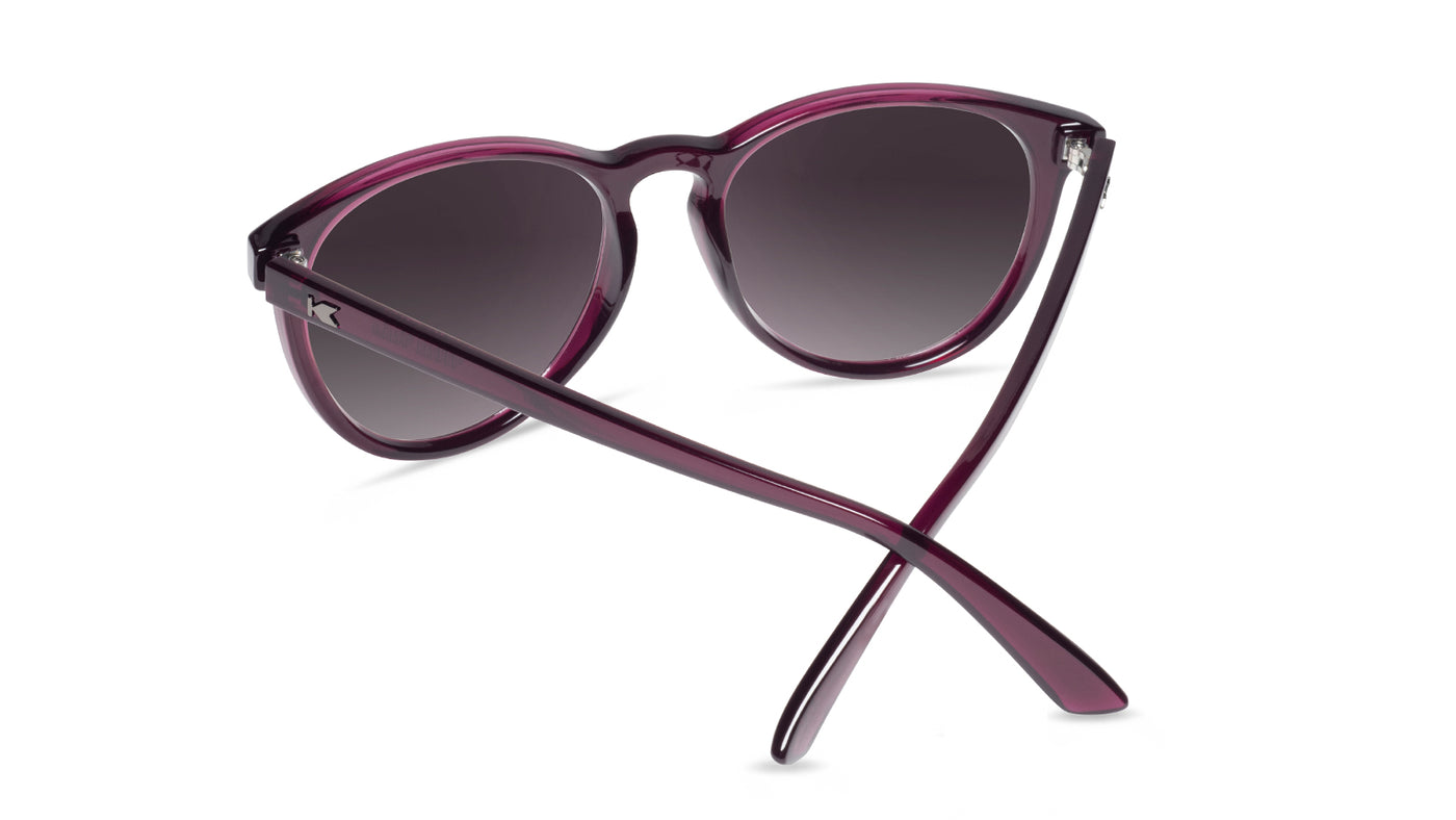 Sunglasses with Purple Frames and Polarized Smoke Gradient Lenses, Back